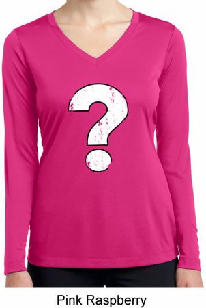Ladies Distressed Question Dry Wicking Long Sleeve Shirt