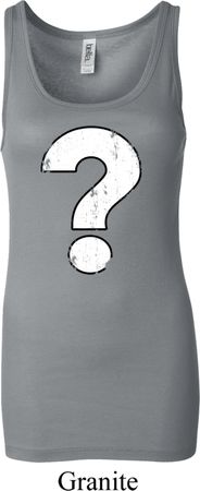 Ladies Distressed Question Longer Length Tank Top