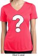 Ladies Distressed Question Moisture Wicking V-neck Shirt