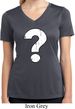 Ladies Distressed Question Moisture Wicking V-neck Shirt