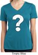 Ladies Distressed Question Moisture Wicking V-neck Shirt