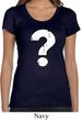 Ladies Distressed Question Scoop Neck Shirt