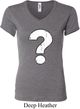 Ladies Distressed Question V-neck Shirt
