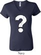 Ladies Distressed Question V-neck Shirt