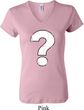 Ladies Distressed Question V-neck Shirt