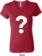 Ladies Distressed Question V-neck Shirt