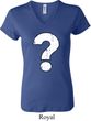 Ladies Distressed Question V-neck Shirt