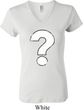 Ladies Distressed Question V-neck Shirt