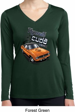 Ladies Dodge 1970 Plymouth Hemi Cuda Dry Wicking Long Sleeve Shirt