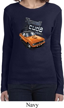 Ladies Dodge 1970 Plymouth Hemi Cuda Long Sleeve Shirt