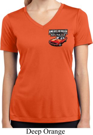 Ladies Dodge American Made Muscle Pocket Print Dry Wicking V-neck