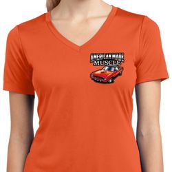 Ladies Dodge American Made Muscle Pocket Print Dry Wicking V-neck Ladies Dodge American Made Muscle Pocket Print Dry Wicking V-neck