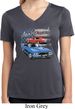 Ladies Dodge American Muscle Blue and Red Moisture Wicking Vneck Shirt