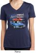 Ladies Dodge American Muscle Blue and Red Moisture Wicking Vneck Shirt