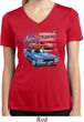 Ladies Dodge American Muscle Blue and Red Moisture Wicking Vneck Shirt