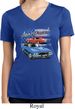 Ladies Dodge American Muscle Blue and Red Moisture Wicking Vneck Shirt