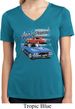 Ladies Dodge American Muscle Blue and Red Moisture Wicking Vneck Shirt