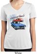 Ladies Dodge American Muscle Blue and Red Moisture Wicking Vneck Shirt