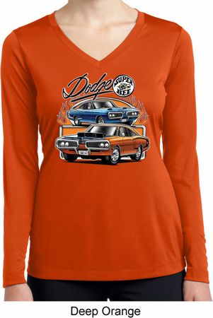 Ladies Dodge Blue and Orange Super Bee Dry Wicking Long Sleeve