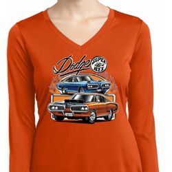 Ladies Dodge Blue and Orange Super Bee Dry Wicking Long Sleeve