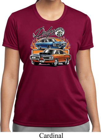 Ladies Dodge Blue and Orange Super Bee Dry Wicking T-shirt