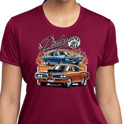 Ladies Dodge Blue and Orange Super Bee Dry Wicking T-shirt