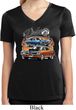 Ladies Dodge Blue and Orange Super Bee Dry Wicking V-neck