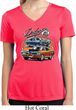 Ladies Dodge Blue and Orange Super Bee Dry Wicking V-neck
