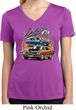 Ladies Dodge Blue and Orange Super Bee Dry Wicking V-neck