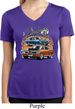 Ladies Dodge Blue and Orange Super Bee Dry Wicking V-neck