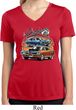 Ladies Dodge Blue and Orange Super Bee Dry Wicking V-neck
