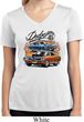 Ladies Dodge Blue and Orange Super Bee Dry Wicking V-neck
