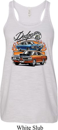 Ladies Dodge Blue and Orange Super Bee Flowy Racerback