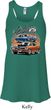 Ladies Dodge Blue and Orange Super Bee Flowy Racerback