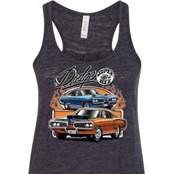 Ladies Dodge Blue and Orange Super Bee Flowy Racerback