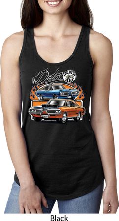 Ladies Dodge Blue and Orange Super Bee Ideal Racerback