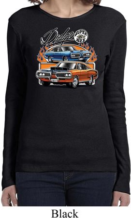 Ladies Dodge Blue and Orange Super Bee Long Sleeve