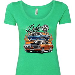 Ladies Dodge Blue and Orange Super Bee Scoop Neck
