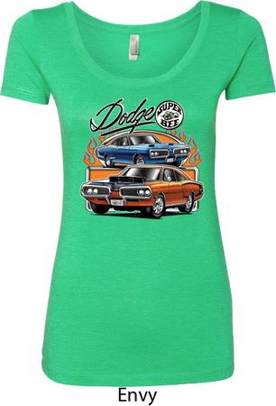 Ladies Dodge Blue and Orange Super Bee Scoop Neck