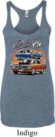 Ladies Dodge Blue and Orange Super Bee Tri Blend Racerback