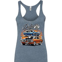 Ladies Dodge Blue and Orange Super Bee Tri Blend Racerback
