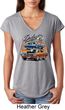 Ladies Dodge Blue and Orange Super Bee Tri Blend V-neck