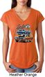 Ladies Dodge Blue and Orange Super Bee Tri Blend V-neck