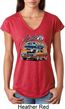 Ladies Dodge Blue and Orange Super Bee Tri Blend V-neck