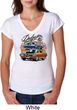 Ladies Dodge Blue and Orange Super Bee Tri Blend V-neck