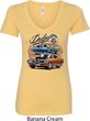Ladies Dodge Blue and Orange Super Bee V-Neck