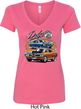 Ladies Dodge Blue and Orange Super Bee V-Neck