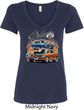 Ladies Dodge Blue and Orange Super Bee V-Neck