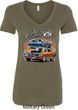 Ladies Dodge Blue and Orange Super Bee V-Neck