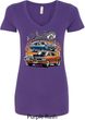Ladies Dodge Blue and Orange Super Bee V-Neck